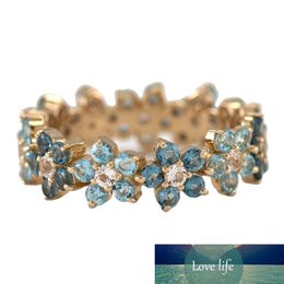 Light Blue Crystal Ring Small Daisy Flowers Ring Zircon Rings for Girls Jewellery Gift