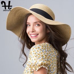 FURTALK Summer Hat for Women Straw Hat Wide Brim Beach Sun Hat Travel Foldable Roll up Floppy UPF 50 Sun Protection Cap Y200714