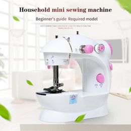 Portable Electric Sewing Machine Pink Mini Handheld Useful ABS Sewing Machine Small Single Needle Home Desktop Automatic1
