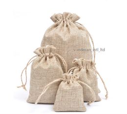 Linen drawstring Organiser bags Jewellery Pouch Jute bags burlap package bags Business promotion Gift hessian Wedding Favour