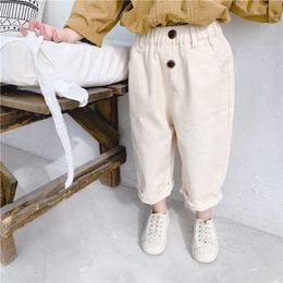 Spring girls casual solid Colour trousers 2020 all-match Raw pants 1- LJ201019