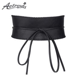 Belts AETRENDS Women Soft Leather Self Tie Wrap Cinch Belt Obi Style Wide Waist Band D01121362566