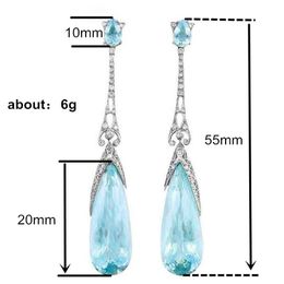 back Qualified Jewelry Supplier Simple Atmospheric Drop Earrings Wild Sky Blue Crystal Earrings Female Fashion Jewelry