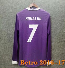 -Retro 2016 2017 Real Madrid Fussball Jersey Ronaldo Benzema Fußball Hemd 2016 James Vintage Sergio Ramos Bale Langarm Fußball Hemd