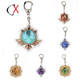 5Pcs/Set Anime Keychain Genshin Impact Element Vision God&#39s Eye Mondstadt Liyue Harbor Accessories Bag Pendant Key Chain for Girl Gift