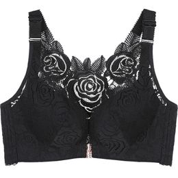 underwear women Front button rose bra Gather adjustment Underwireless underwear big size Plus size bra 95D 201202