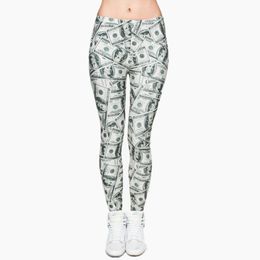 Women Money Dollar Graphic Full Printing Pants Legins Ladies Legging Stretchy Trousers Slim Fit Leggings 201202