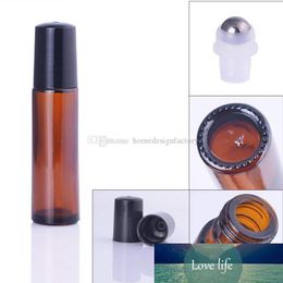 10ML Thick Amber Brown Glass Roll on Bottle Empty Essential Oil Aromatherapy Perfume Bottle with Glass or Steel Metal Roller Ball