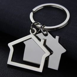 Modern House Home Keychain Metal Hollow Out Keyring For Women Bag Car Unisex Christmas Present Gift Jewelry