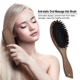 Anti-static Hair Brush Oval Massage Comb Scalp Massage Wooden Handle