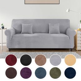 Velvet Elastic Sofa Cover for Living Room Stretch Couch Cover Case Spandex Corner Sofa Slipcover Sectional Furniture Protector 201119