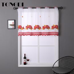TONGDI Kitchen Curtain Valance Sheer Curtains Tiers Pastorall Fruit Cafe Tulle Beautiful Of Kitchen Dining Y200421