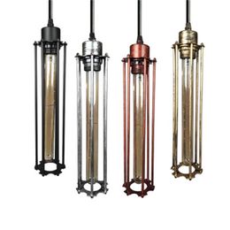 American country retro chandelier lights industrial restaurant bar European style wrought iron long iron frame single flute pendant lamps