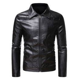 Black Biker Skulls Faux Leather Jackets Men Coats Zipper Slim Fit Short Hip Hop Casual Motorcycle Coats Male Tops Fitness Clothing M-3XL