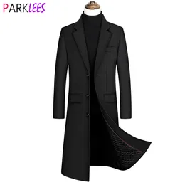 2020 New Extra Long Wool Trench Coat Male Winter Brand Mens Cashmere Coat Slim Fit Woolen Peacoat Windbreaker Manteau Homme 4XL