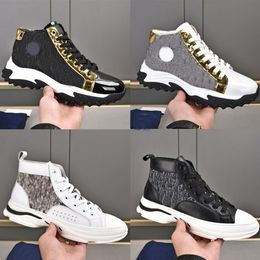 casual shoes trends UK - Designer sneakers Oblique letter D Men casual shoes gold diagonal high-top joint thick-soled increased sports shoe net red shoes trend boots size 38-44 with box