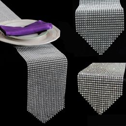 1pcs Gold Silver Diamond Mesh Table Runner Crystal Rhinestone Ribbon Bling Sparkly Wrap Wedding Christmas Decoration for Home 201102