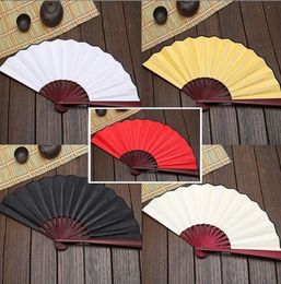 2022 new Large 33cm Folding Fan Blank Cloth Bamboo Hand Fans DIY Craft Art Painting Fan Gifts