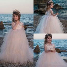 Adorable Flower Girl Dresses For Wedding Beach 2021 Floral Lace Tulle Puff Princess Little Girls Pageant Gowns First Communion Dress