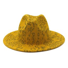 fedora felted hats adult women men leopard multicolor print wide brim women hats winter autumn vintage luxury leopard women hats