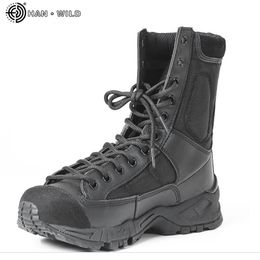 Mens Leather Tactical Army Boots Men Ankle Strap Black Plus Size 37-46 Work Shoes Combat Military Boot Man 201127