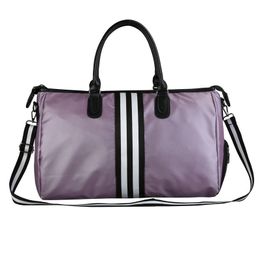 20-35l Women Overnight Weekend Fitness Bag Ladies Stripe Yaga Big Travel Bag Light Men Foldable Outdoor Bags Korean Q0705