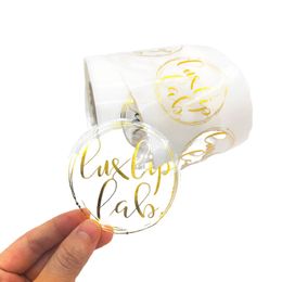 Custom vinyl clear sticker waterproof transparent PET label sticker with gold stamping Foil