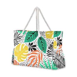 Shopping Bags Fashion Folding Women Big Size Handbag Tote Ladies Tropical Plants Printing Nylon Graffiti Shoulder Bag Beach Bolsa Feminina 220310