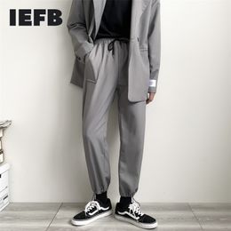 IEFB /men's wear autumn new casual suiy Pants for Male Trend Directly loose all-match elastic waist trousers pockets 9Y1357 Y201026