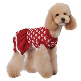 Warm Dog Sweater Heart Shaped Pink Red Dogs Clothes Autumn Winter Happy New Year Festival Coat Hot Sale High Quality 16bx M2