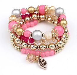 Charms Bracelets for Women Candy Colour Beads Tassels Bracelet Bangles For Women Elastic Stretch Beaded Bracelet