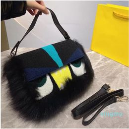 Luxury Designers Italy Brand Classic Little Monster Shoulder Bags High Quality Fox Fur Messenger Handbags Fashion size:27*18cm