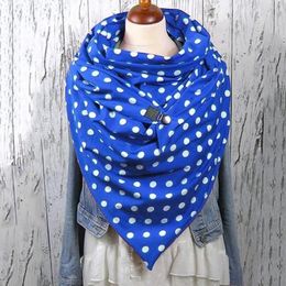 Luxury-Fashion Women Scarve Polka Dot Printing Button Soft Wrap Casual Warm Scarves Shawls Fashion Leisure Comfortable Soft Personality