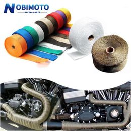 5cm*5M 10M 15M Motorcycle Exhaust Heat Wrap Thermal Exhaust Tape for Fibreglass Heat Shield Tape with Stainless Ties Motocross1