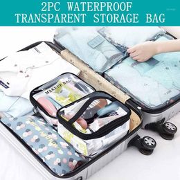 Storage Bags 2PC Transparent PVC Portable Waterproof And Travel Cosmetics Bag Wash Rinse