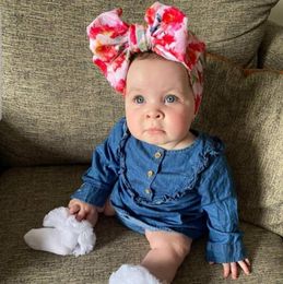 Bow Baby Headwrap Oversize Bowknot Infant Headband Printed Elastic Hairband Wide Turban Fashion Hair Accessories 30 Designs