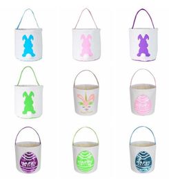 Easter Bunny Bucket Basket Rabbit Tail Egg Barrel Bags Kids Candy Baskets Party Festival Candies Sequins Storage Bags Totes Handbags YL146