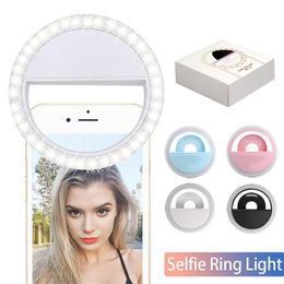 Universal Selfie LED Ring Flash Light Portable Mobile Phone Selfie Lamp Luminous Ring Clip For iPhone X XS Mas 8 Plus Samausng Huawei DHL