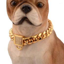 Dog Collars & Leashes Pet Chains Durable Thickness Gold Stainless Training Walking Chain Metal Strong Puppy Supplues1