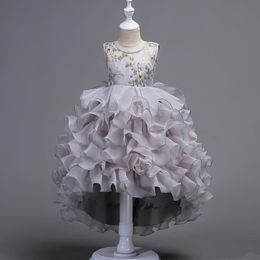 2019 Flower Girls Dress tulle Ball Wedding Beads Lace Beads Tiered Pageant Summer Princess Party Dresses Clothes Ball Gown