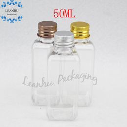 50ML Clear PET Packing Bottle With Aluminium Screw Cap,Skin Care Mini Sample Container,Empty Cosmetic Containers, Lotion