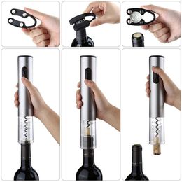 Dry Battery Electric Wine Opener Automatic Bottle Opener Corkscrew Professional Red Wine Opener Foil Cutter Set for Kitchen Tool 201201