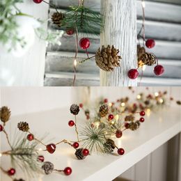 78.7in Christmas Lights Party LED String Lights Holiday Garland Home Decor Christmas Pine Cones Beads Star Led Lights Decoration Y201020