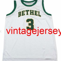 Custom stitch Allen Iverson Bethel High School All White Basketball Jersey XXS-6xl