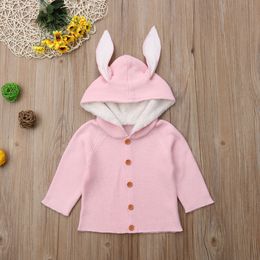 2020 Newly Autumn Warm Lovely Infant Baby Girls Boys Jacket Coat 3D Ears Hooded Long Sleeve Single Breasted Solid Coats