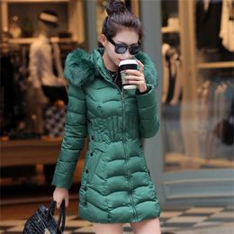 Fur Hooded Women Winter Down Jacket Cotton Slim Overcoat Elegant Casual Long Sleeve Women Big Fur Coat Parka Plus Size 4XL 201225