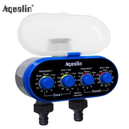 Ball Valve Electronic Automatic Watering Two Outlet Four Dials Water Timer Garden Irrigation Controller for Garden, Yard #21032 201203