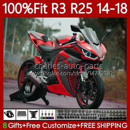 Injection Mould Fairings For YAMAHA YZFR3 YZF-R25 YZFR25 YZF R3 R25 14 15 16 17 18 Bodywork 102No.82 Gloss red YZF-R3 2014 2015 2016 2017 2018 YZF R 3 25 14-18 OEM Body Kit