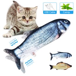 Cat Toy Electric Wagging Fish Simulation Fish Kitten Chewing Biting Kicking Playing Toys Catnip Stuffed Cat Interactive Toy LJ200826