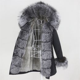 OFTBUY Waterproof Winter Jacket Women Long Parka Real Rabbit Fur Coat Natural Raccoon Fox Fur Collar Hood Warm Streetwear 201212